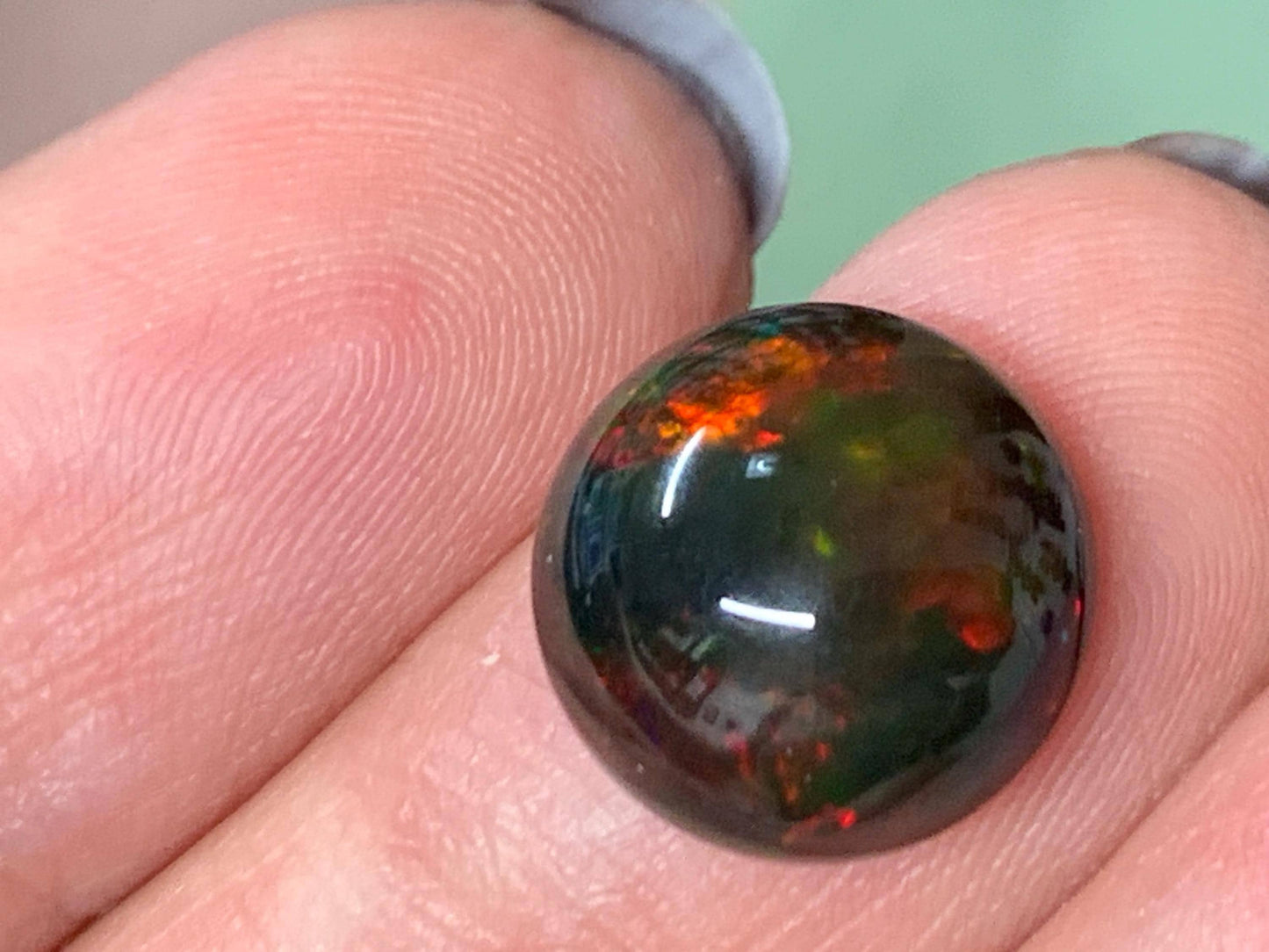 Natural Ethiopian Black Opal 12x5mm cabochon