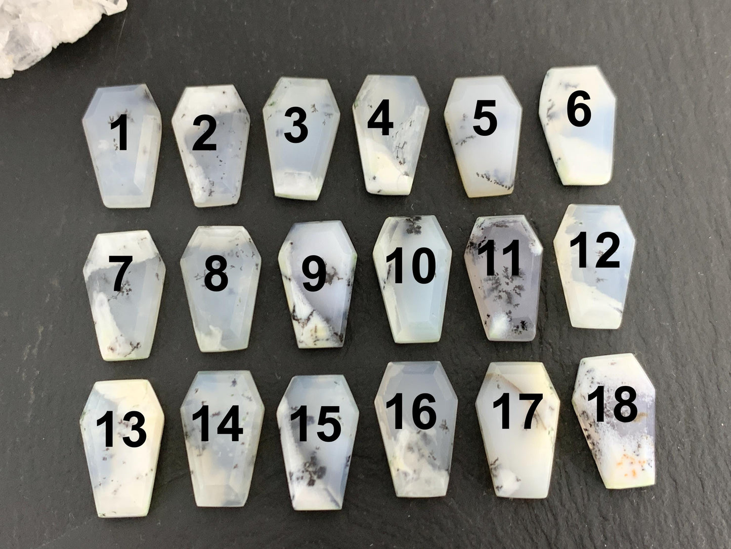 Step Cut Dendrite Opal coffin 10x16mm cabochon