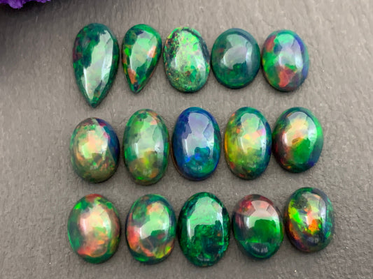Black Ethiopian Opal 11-12mm long cabochon