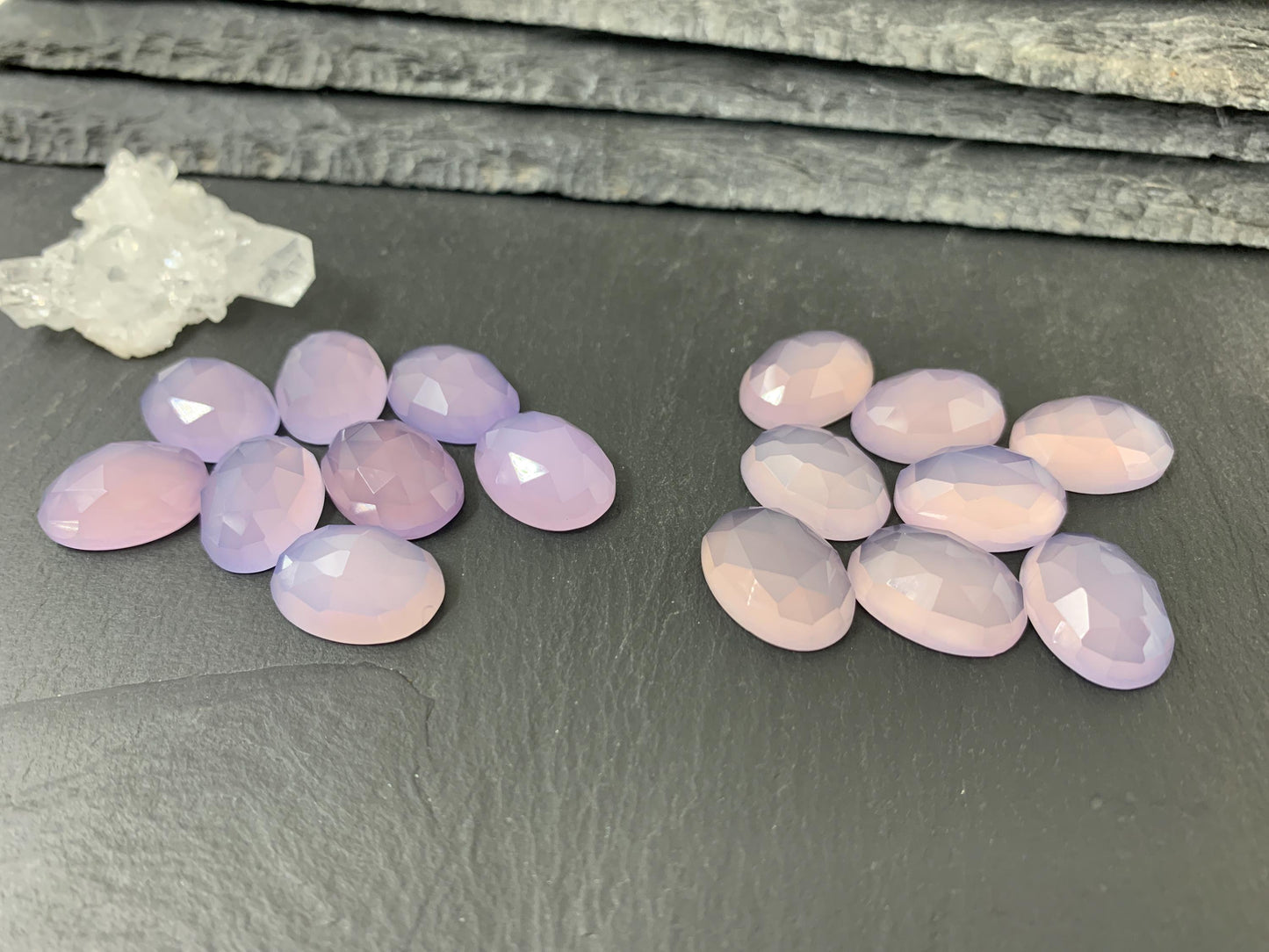 Faceted Lavender Quartz Cabochon 13x18mm - Lab Created Quartz