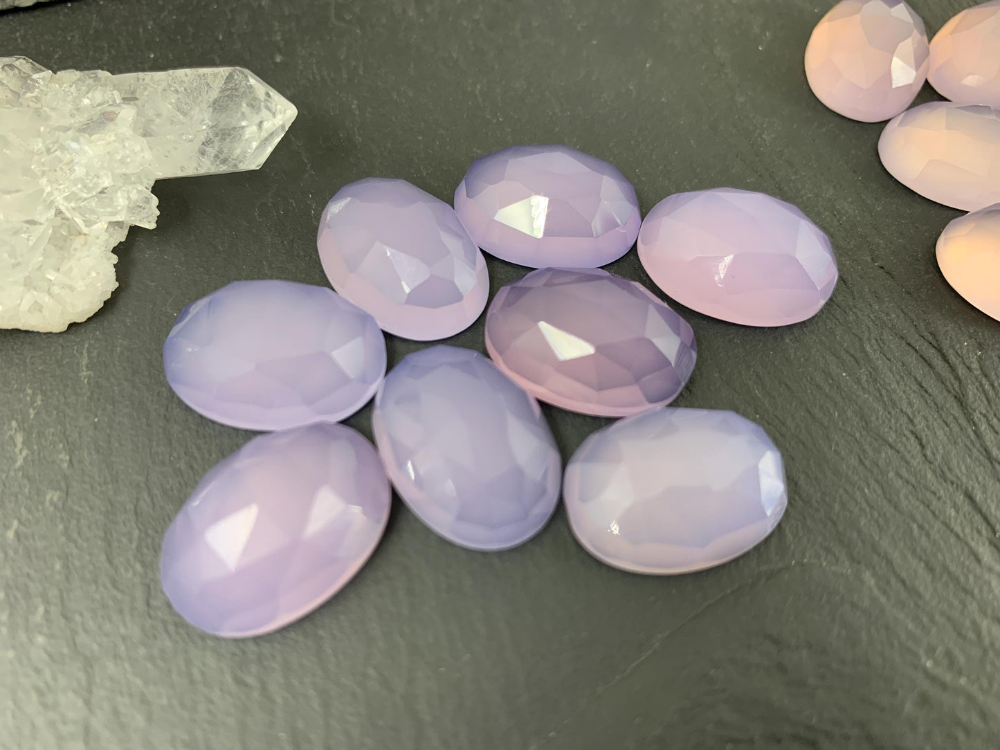 Faceted Lavender Quartz Cabochon 13x18mm - Lab Created Quartz
