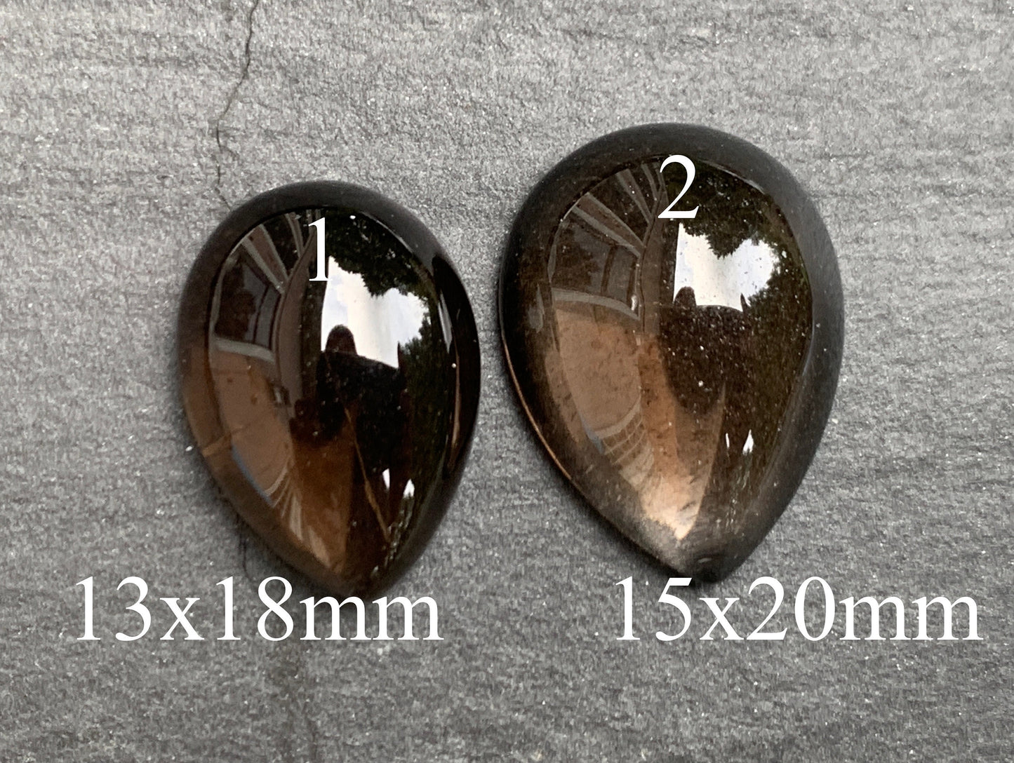 Smokey quartz pear 18, 20mm cabochon - Calibrated cabochons   es