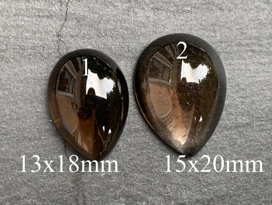 Smokey quartz pear 18, 20mm cabochon - Calibrated cabochons   es