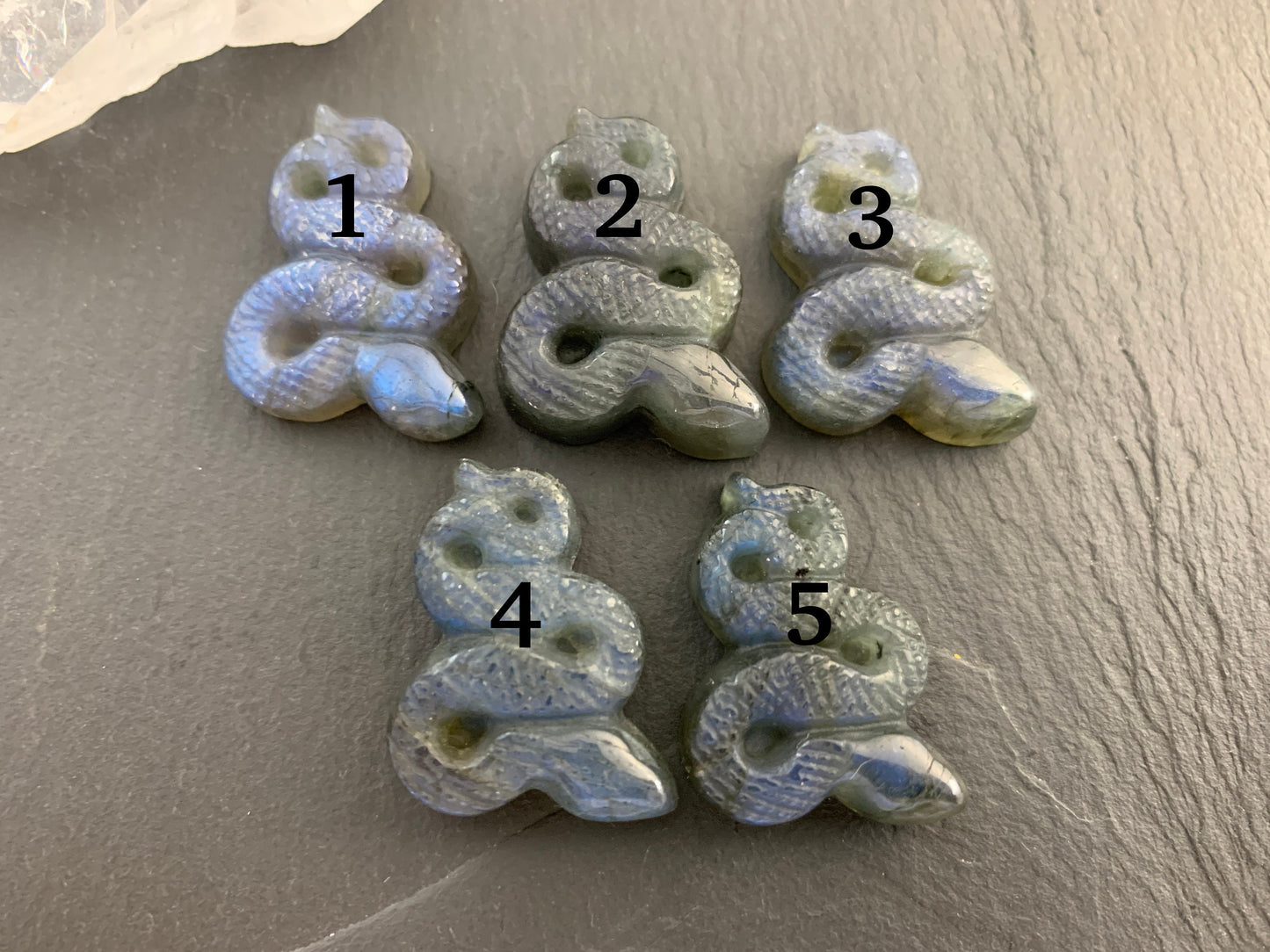 Labradorite snake cabochon - Snake carving