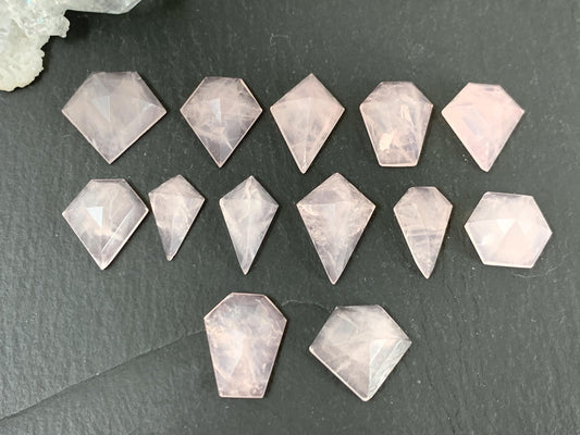 Faceted Rose Quartz  step cut cabochon.