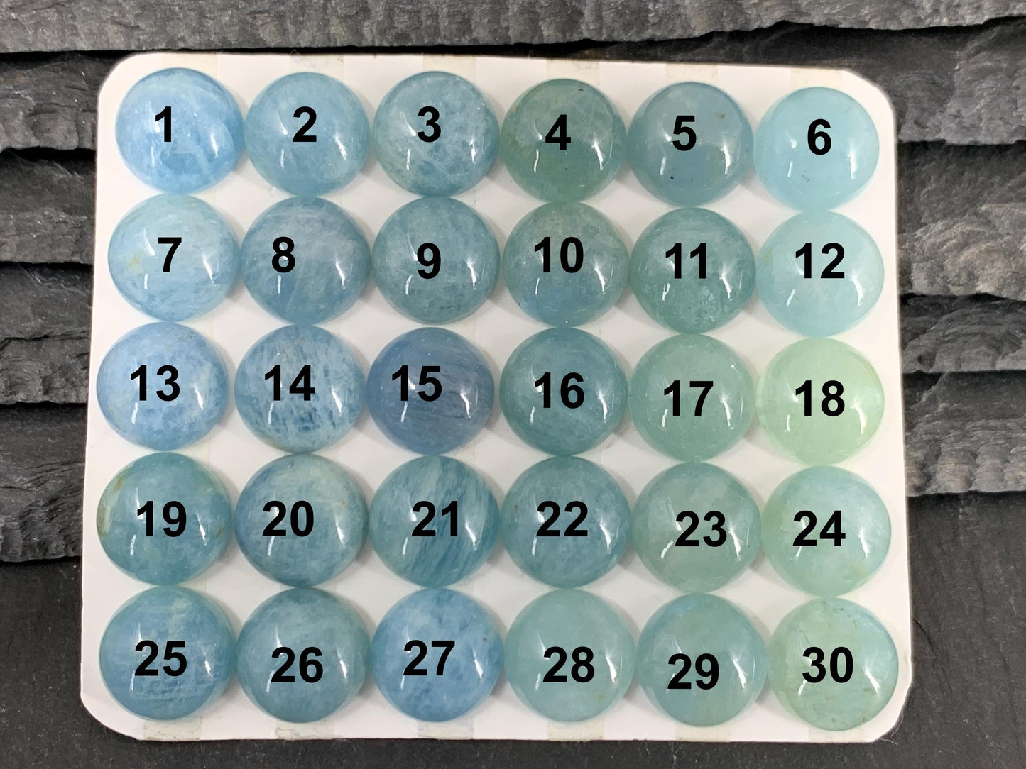 Aquamarine round 12mm cabochon - Calibrated cabochons