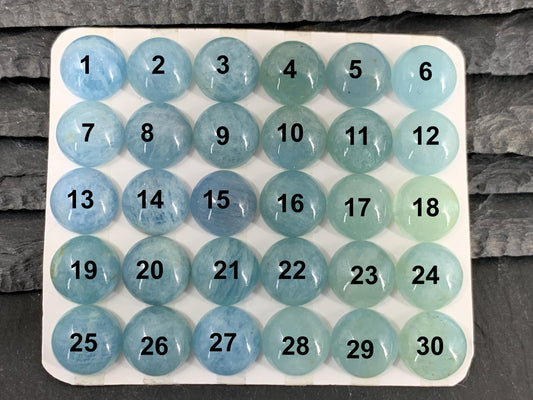 Aquamarine round 12mm cabochon - Calibrated cabochons