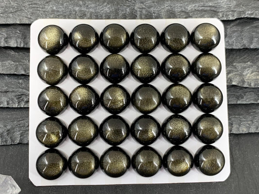 Gold Obsidian round 12mm cabochon - Calibrated cabochons