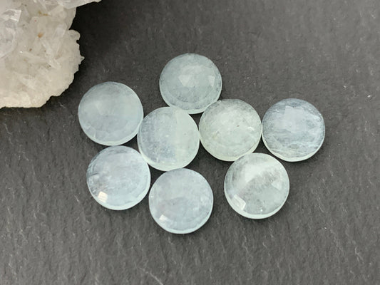 Faceted Aquamarine round 6mm cabochon