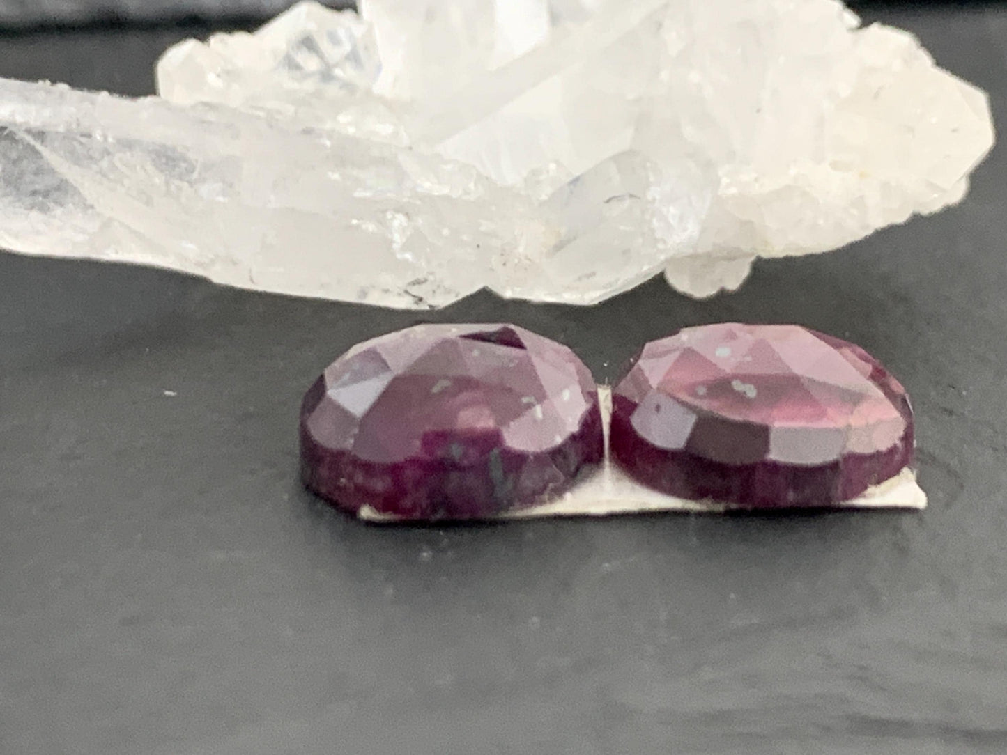 Faceted Ruby pair 10x12x4mm cabochon