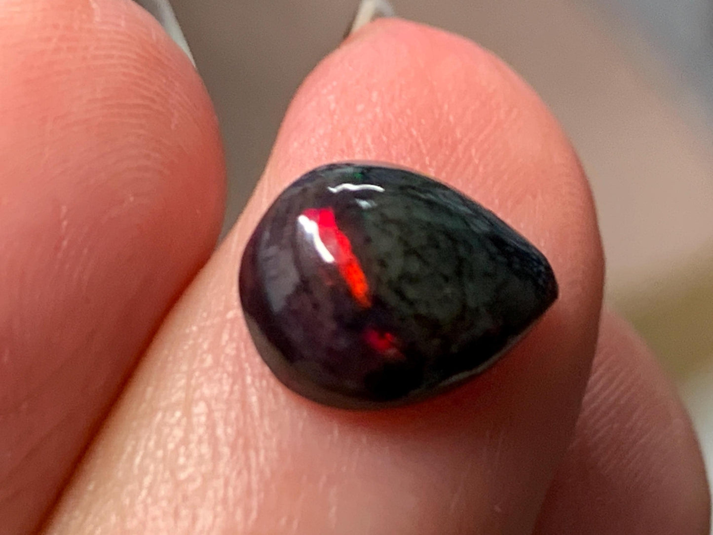 Natural Ethiopian Black Opal 8x10x4.5mm cabochon