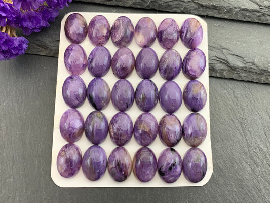Charoite oval 10x14mm cabochon - Calibrated cabochons