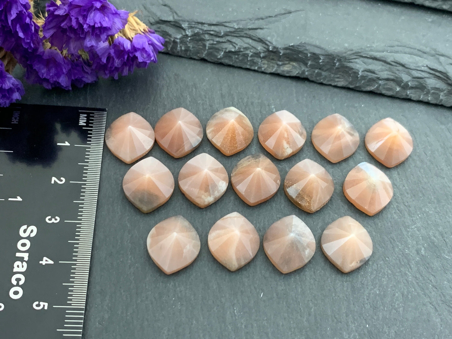 Goldsand Moonstone marquise pyramid 12x14mm cabochon
