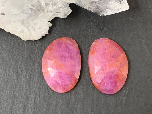 Faceted Ruby pair 10x15x3mm cabochon