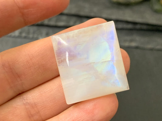 Rainbow Moonstone rectangle 26x24x10mm cabochon