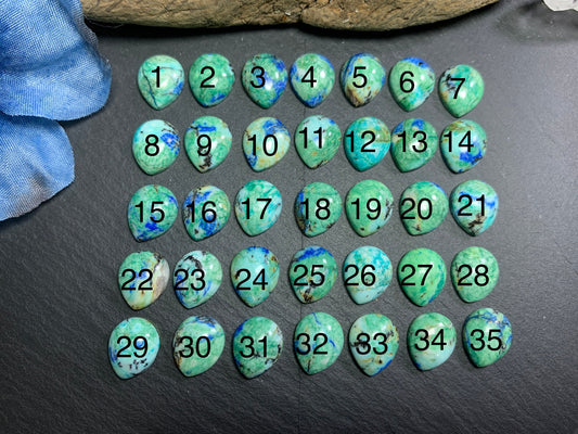 Azurite pear 10x12mm cabochon - Calibrated cabochons