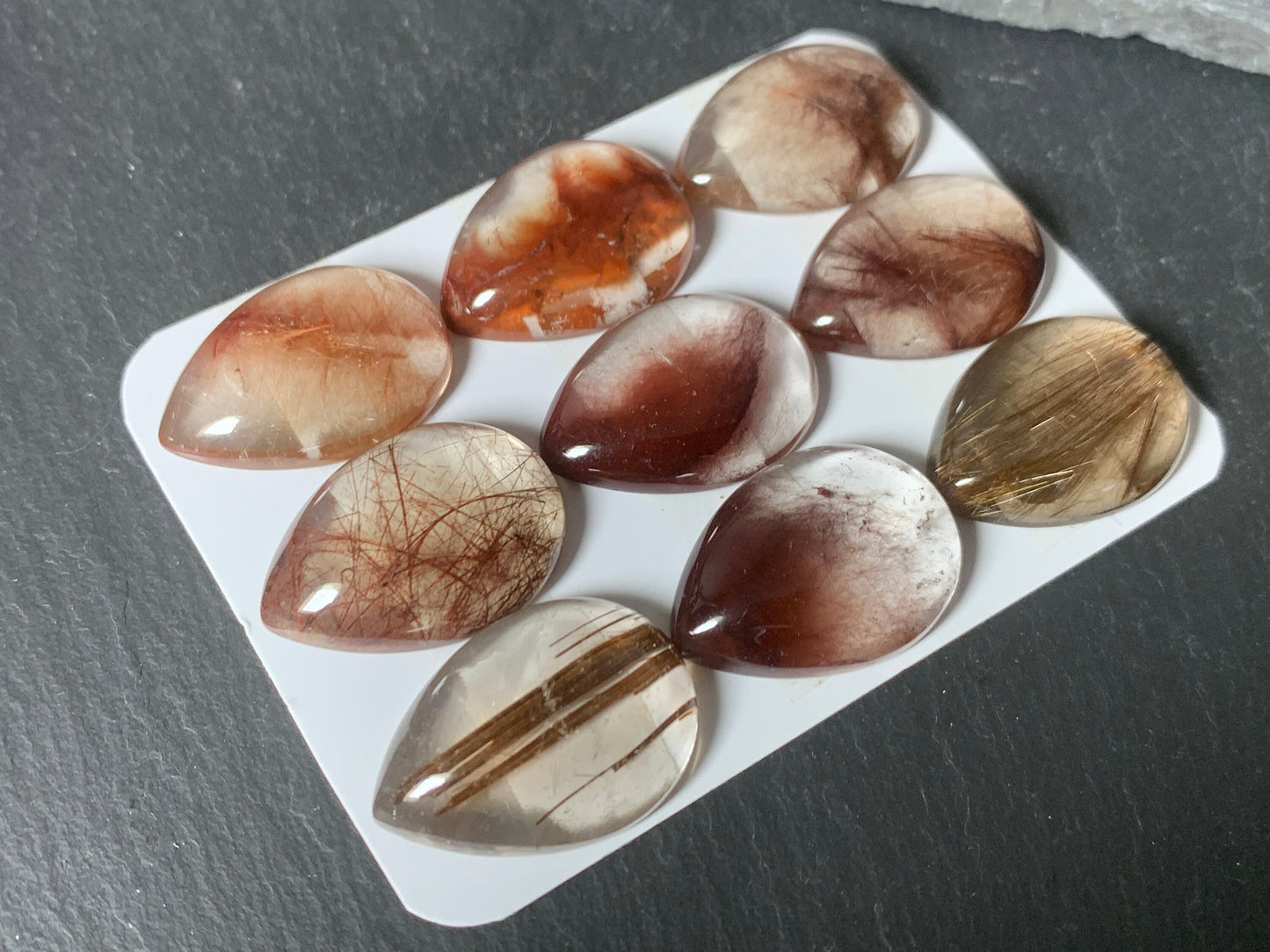 Rutilated Quartz pear 18x25mm cabochon - Calibrated cabochons