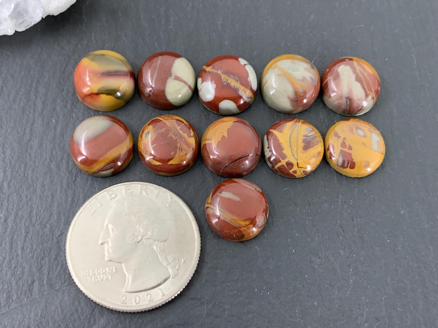 Mookaite Jasper round 12mm cabochon