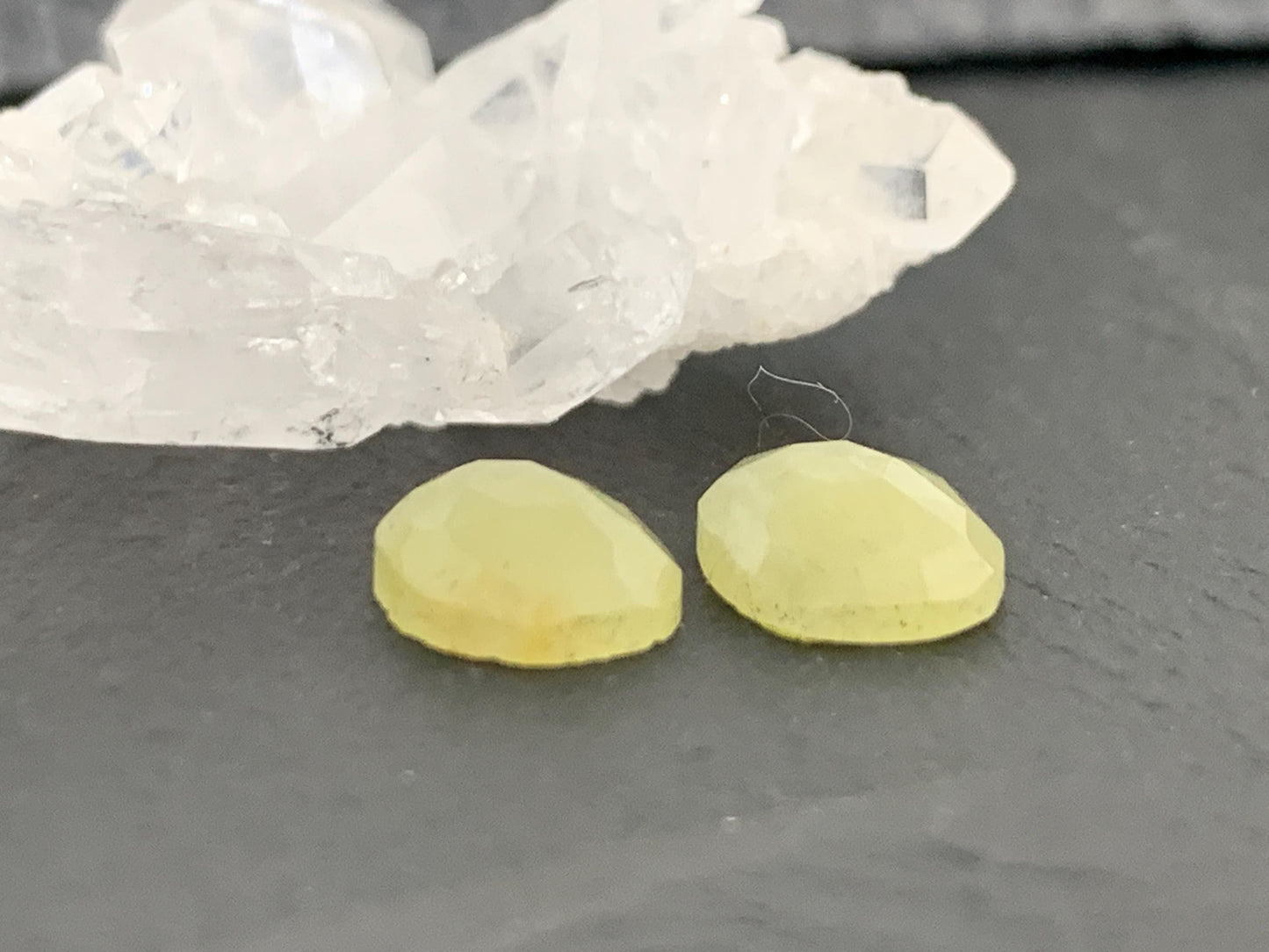 Faceted Yellow Sapphire pair 8x11x3.5mm cabochon