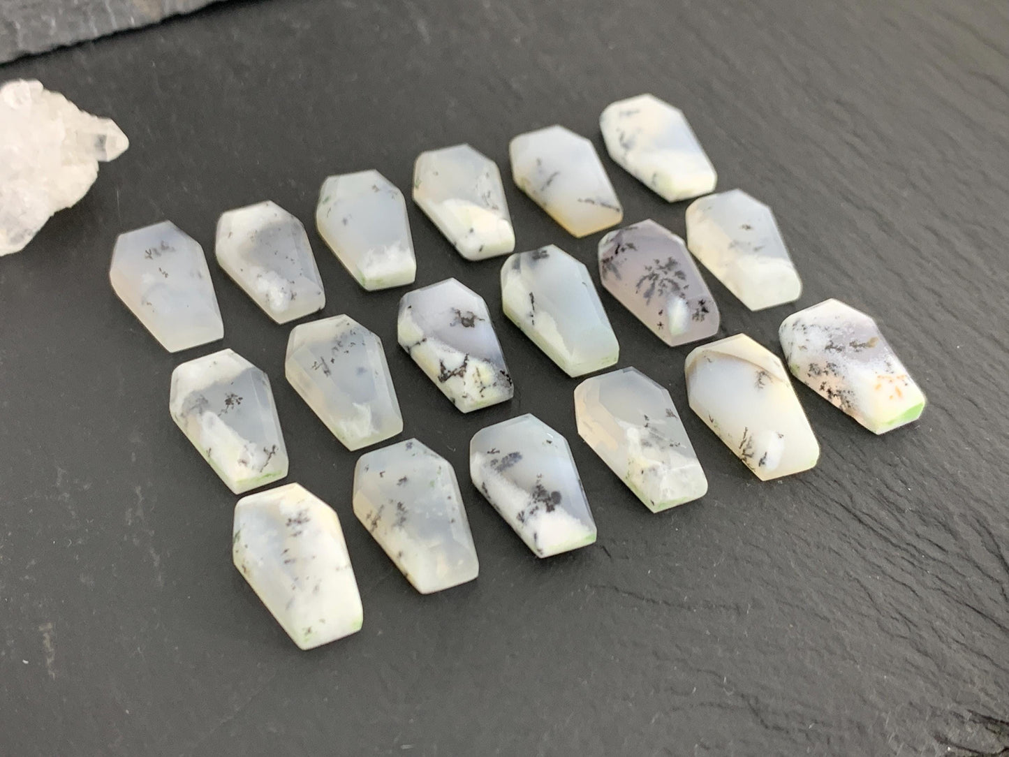 Step Cut Dendrite Opal coffin 10x16mm cabochon