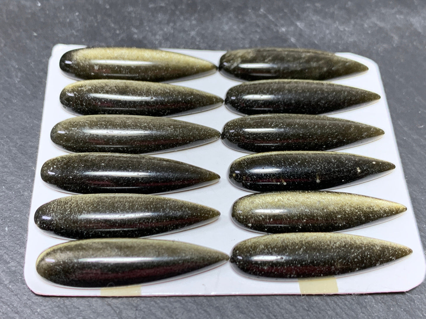 Gold Obsidian pear 8x30mm Cabochon - Calibrated cabochons