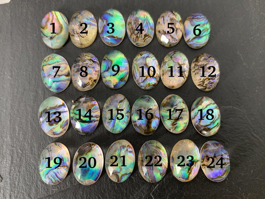 Faceted Abalone oval 10x14mm doublet cabochon