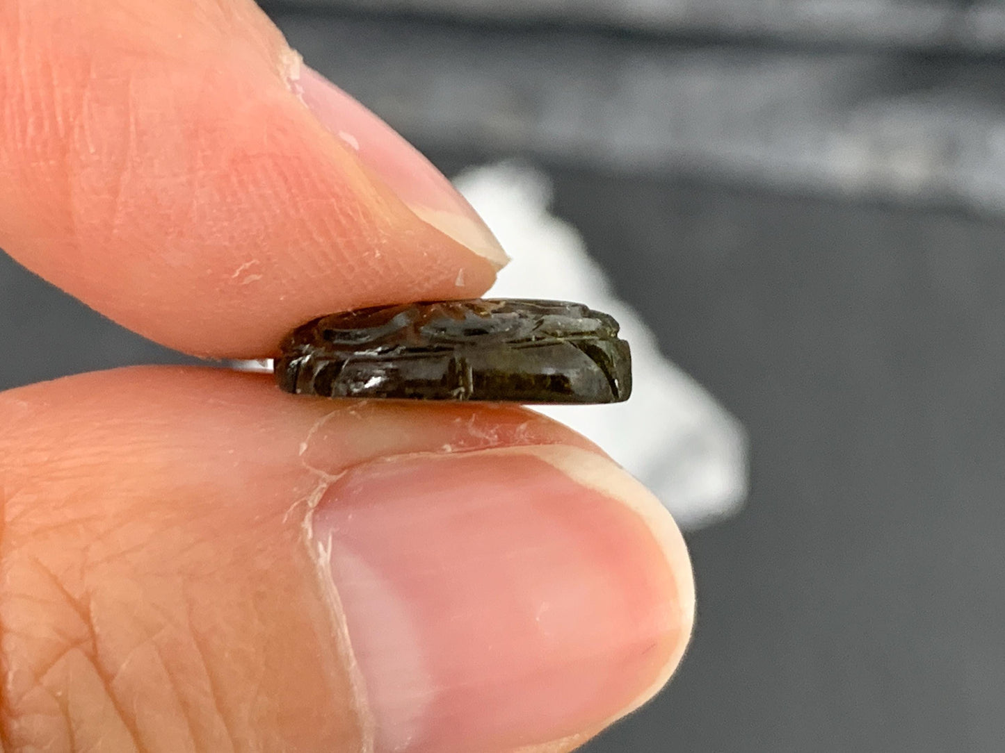 Carved Tourmaline 12x13x4mm cabochon