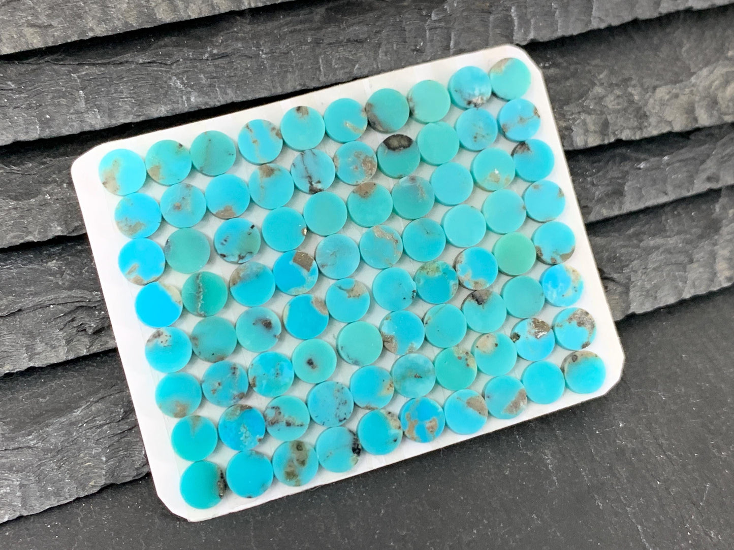 Flat Turquoise round 5mm cabochon - Calibrated cabochons
