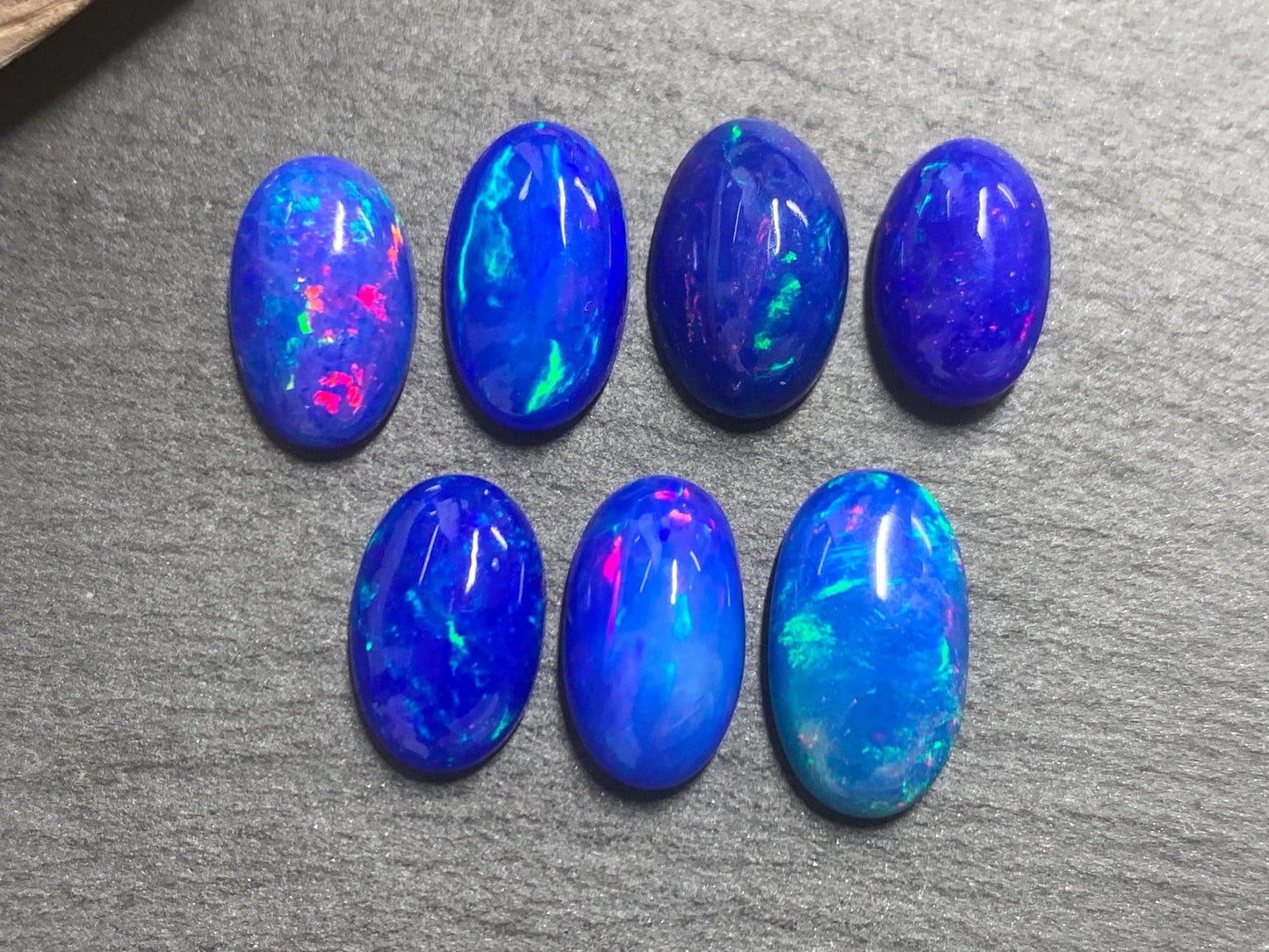Ethiopian Opal oval 11-14mm long cabochon - Natural Opal smoked to blue color