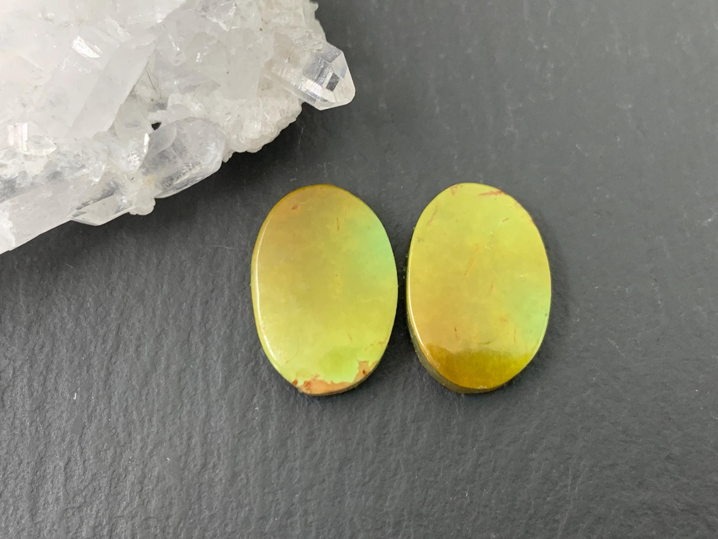 Tibetan Turquoise Pair 11x16mm Cabochon - Hand Cut Cabochon