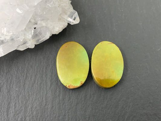 Tibetan Turquoise Pair 11x16mm Cabochon - Hand Cut Cabochon