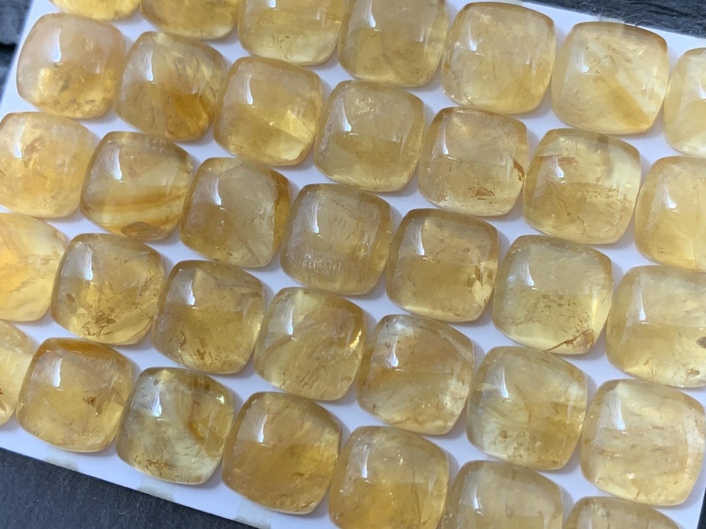 Citrine square cushion 10mm cabochon - Calibrated cabochons