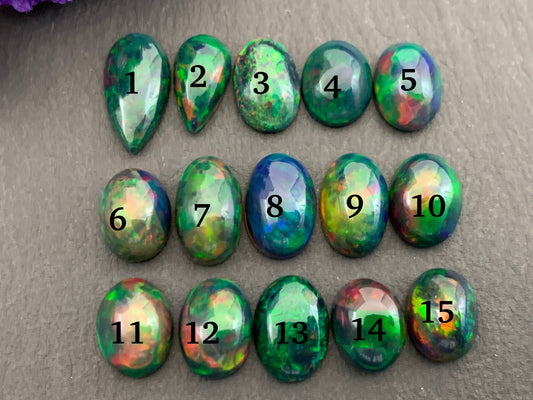 Black Ethiopian Opal 11-12mm long cabochon