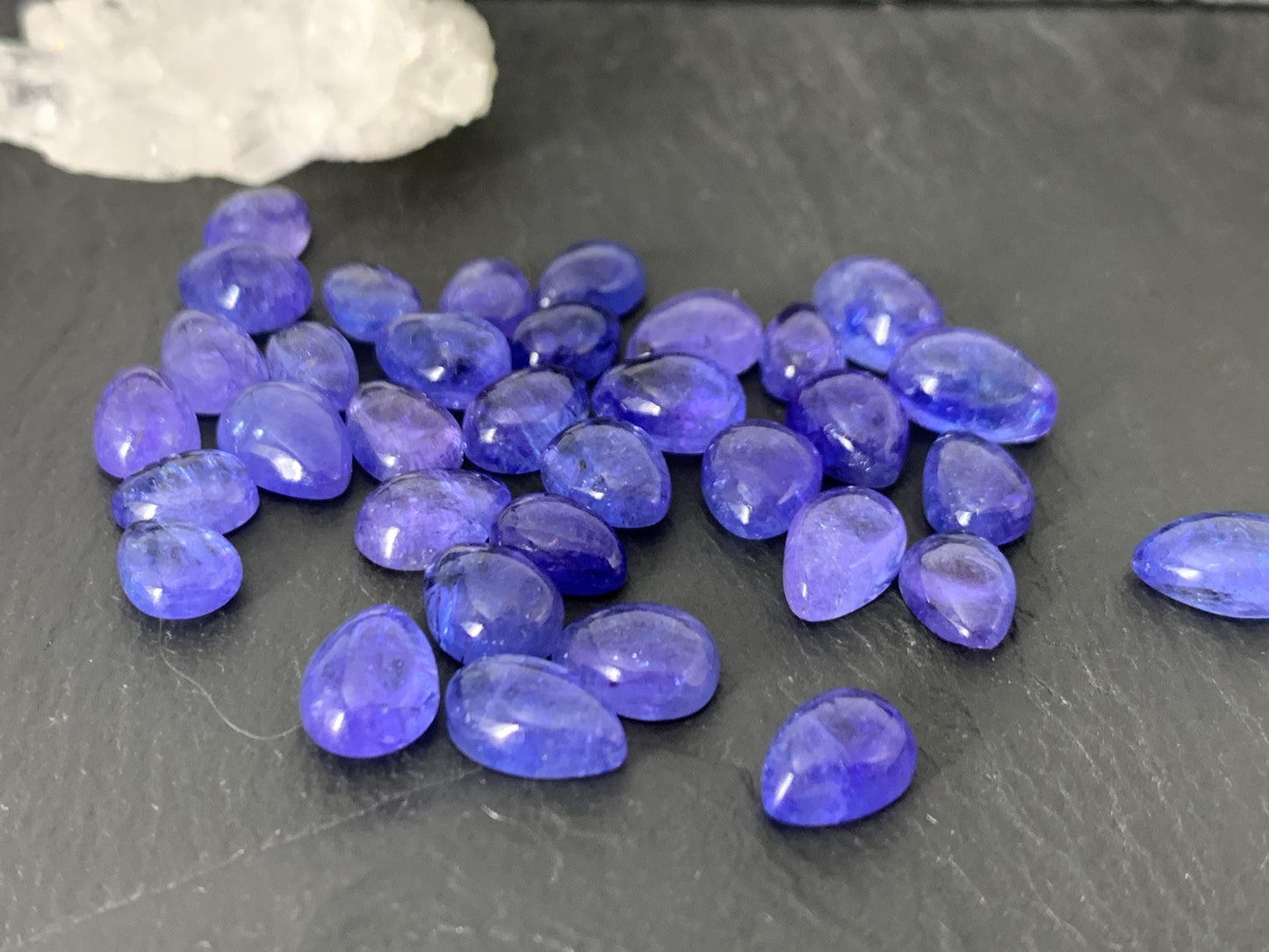 Tanzanite pear cabochon 6-10mm long - select your size