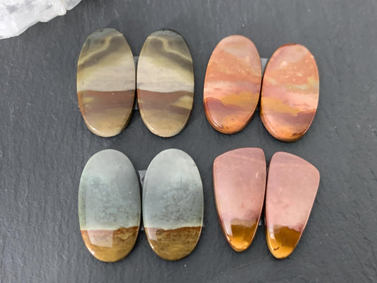 Polychrome Jasper cabochon pair