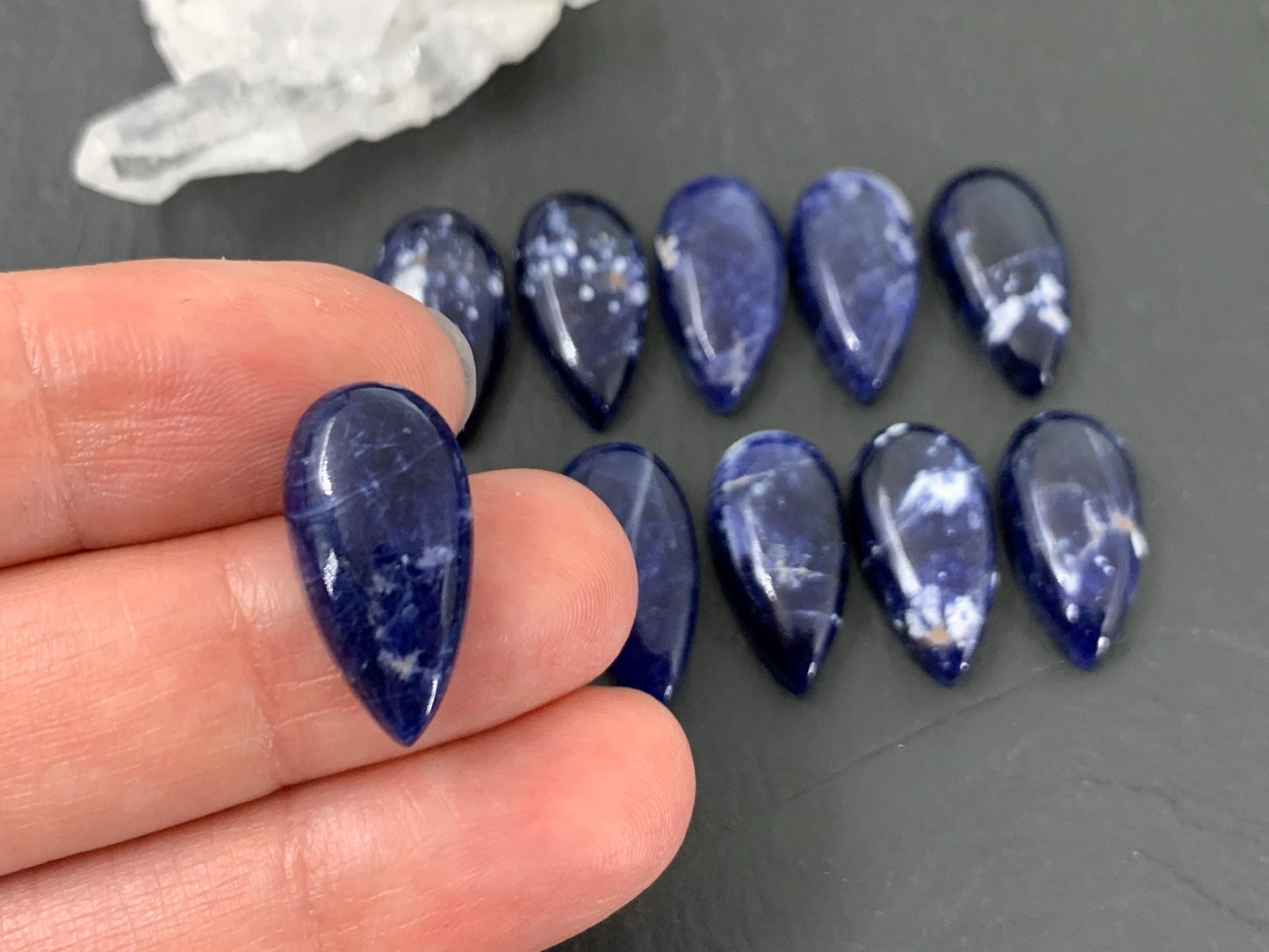 Sodalite pear 10x20mm cabochon