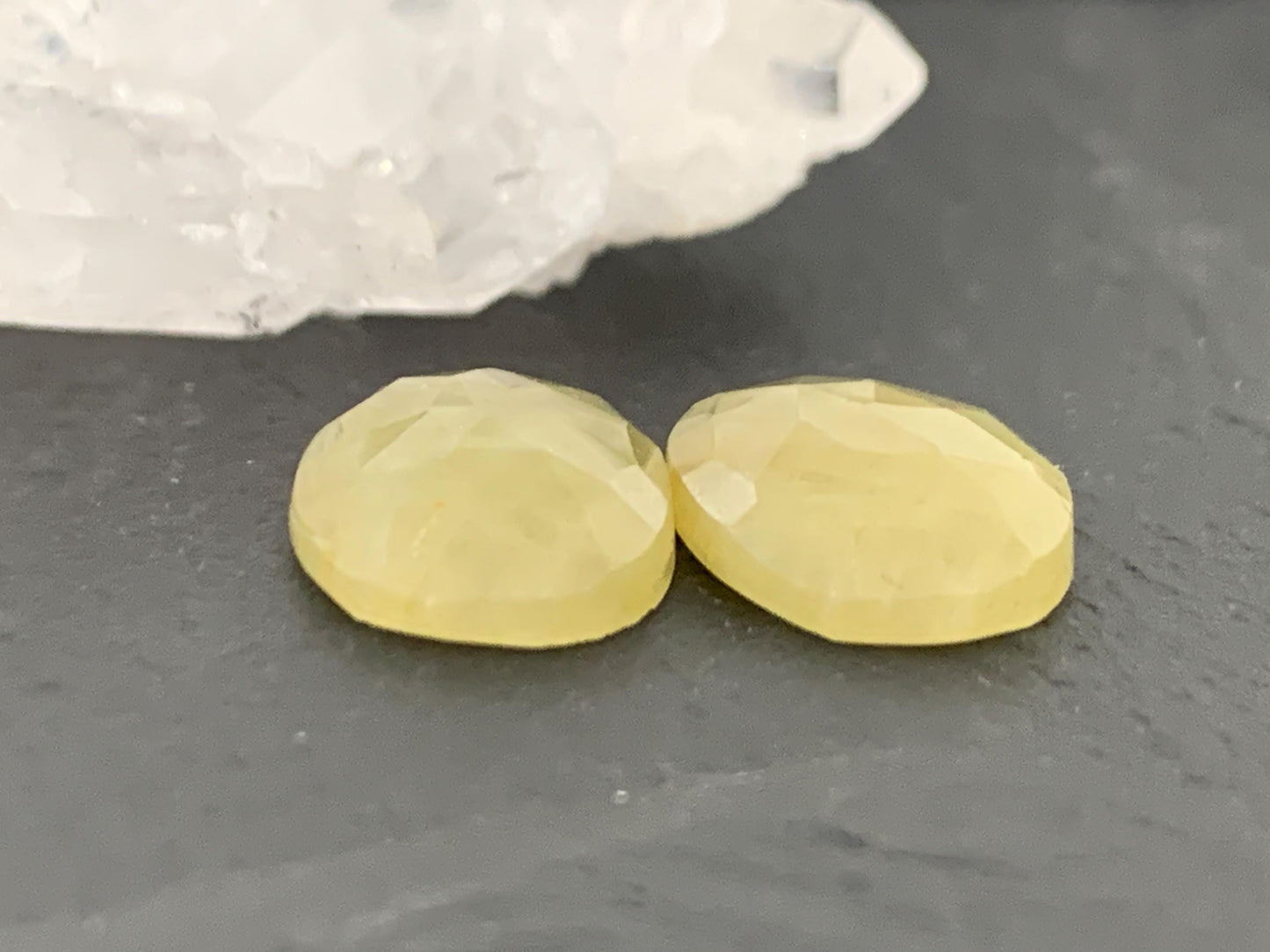 Faceted Yellow Sapphire pair 10x15x4mm cabochon