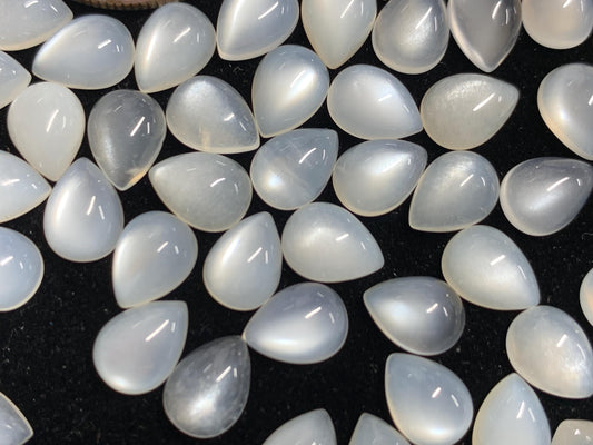 White Moonstone pear 6x8mm cabochon
