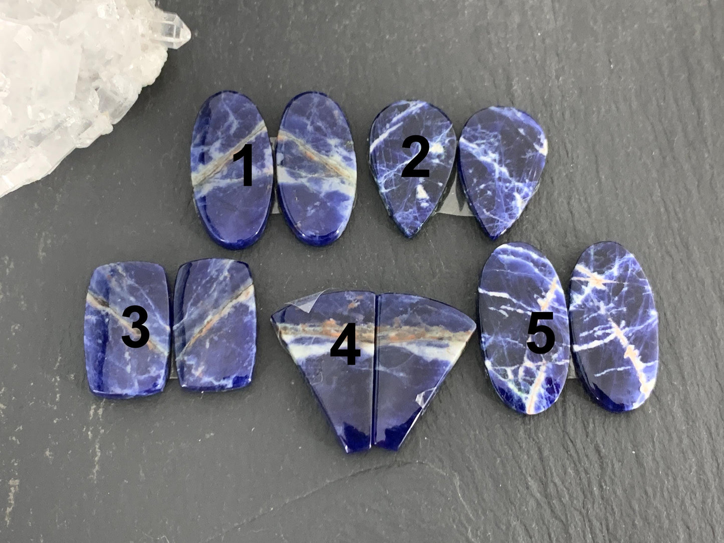 Natural Sodalite pair 18-24mm long cabochon - Select your pair of cabochons
