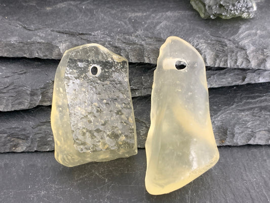 Drilled Libyan Desert Glass 32-40mm long