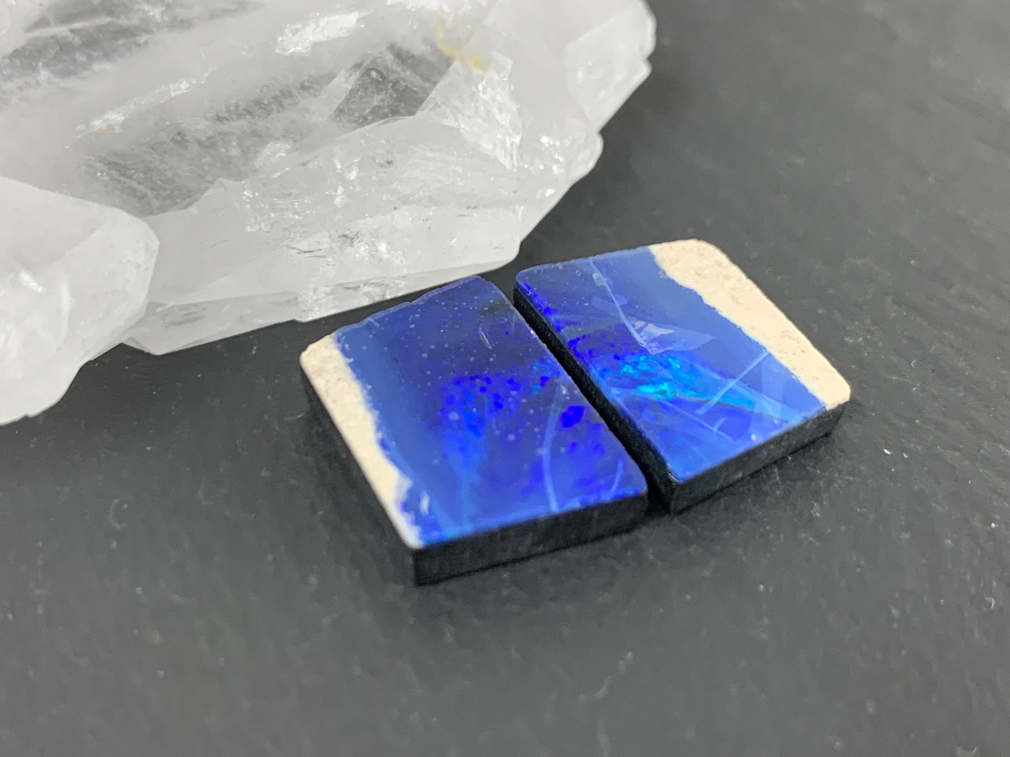 Australian Opal doublet 11x16x3mm pair of cabochons