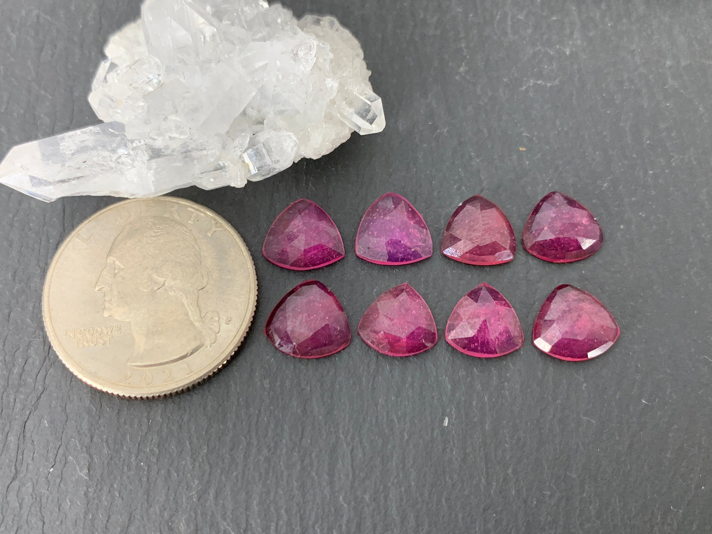 Faceted Thailand pink Sapphire triangle 9mm cabochon