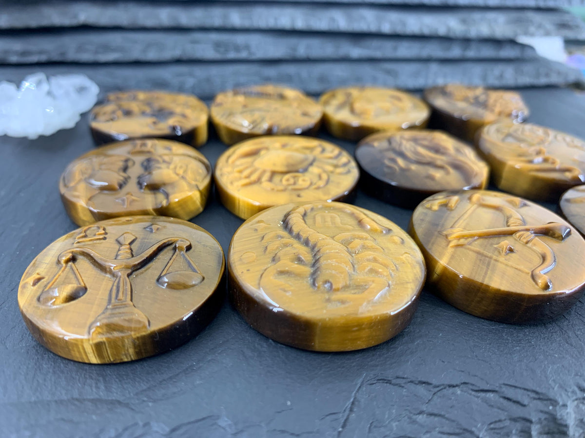Tiger Eye Signs - Zodiac Constellations Carving *