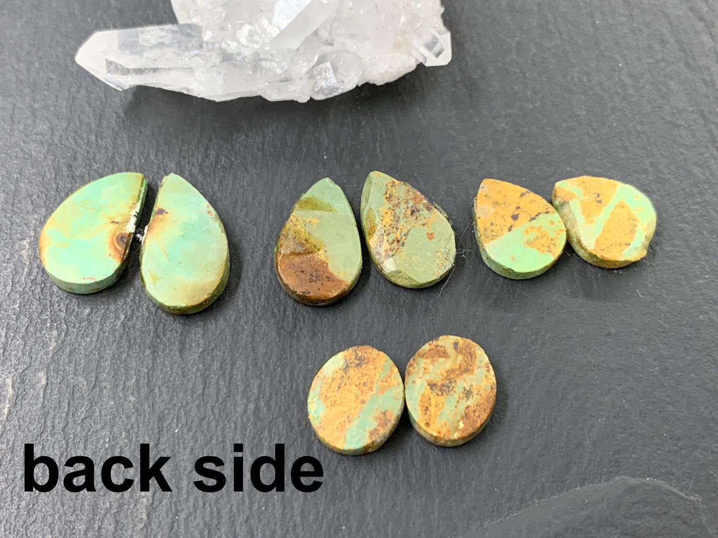 Tibetan Turquoise Pair 12-16mm long Cabochon - Hand Cut Cabochon