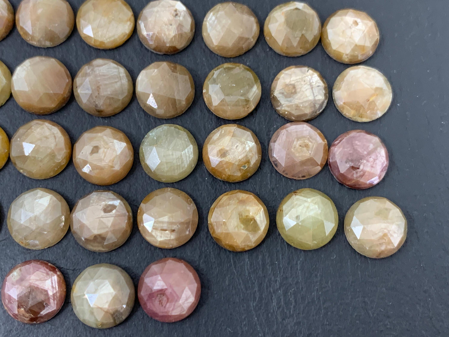 Discounted  Faceted Yellow Sapphire round 10mm cabochon