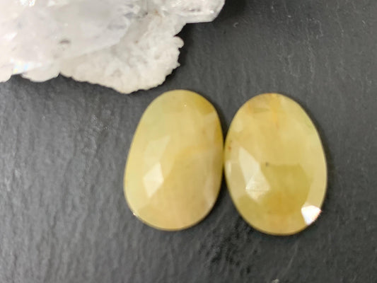 Faceted Yellow Sapphire pair 11x15x4mm cabochon