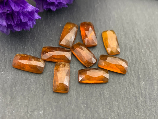 Faceted Orange Kyanite rectangle 5x10mm cabochon