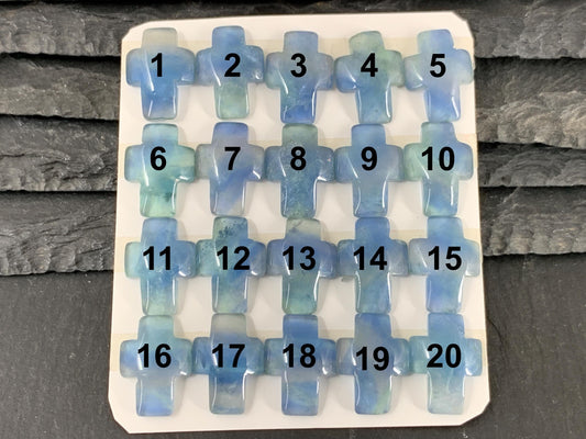 Green Fluorite cross 12x16mm cabochon - Calibrated cabochons