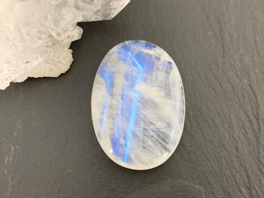 Rainbow Moonstone oval 35x24x9mm cabochon