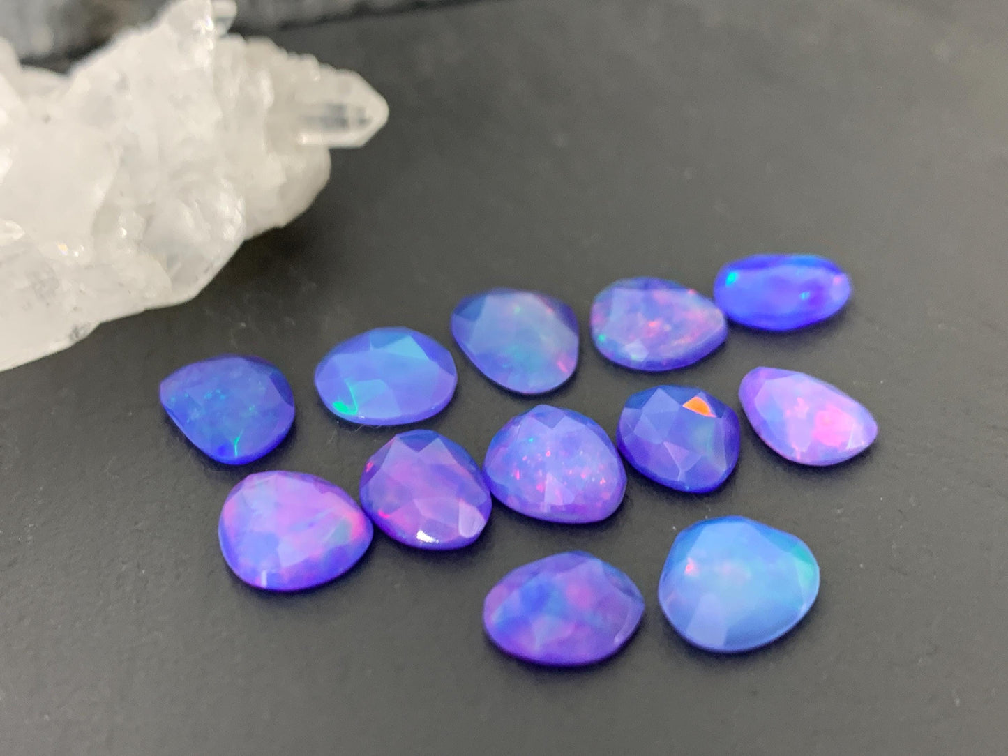 Faceted Purple Ethiopian Opal 7-9mm cabochon